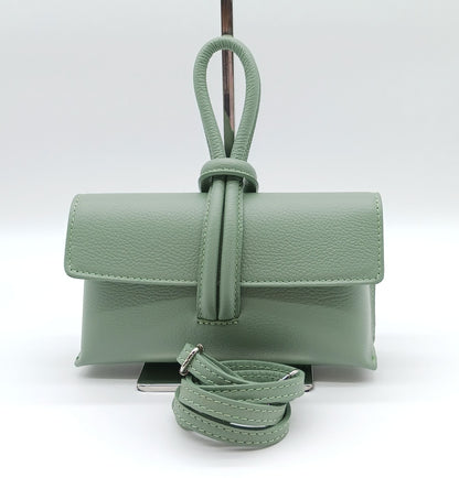 Genuine Pebble Leather Crossbody Handbag - Mint Green – Made In Italy