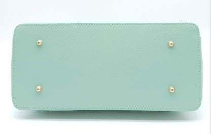 Lock & Key Genuine Pebble Leather Handbag Satchel - Mint Green – Made In Italy