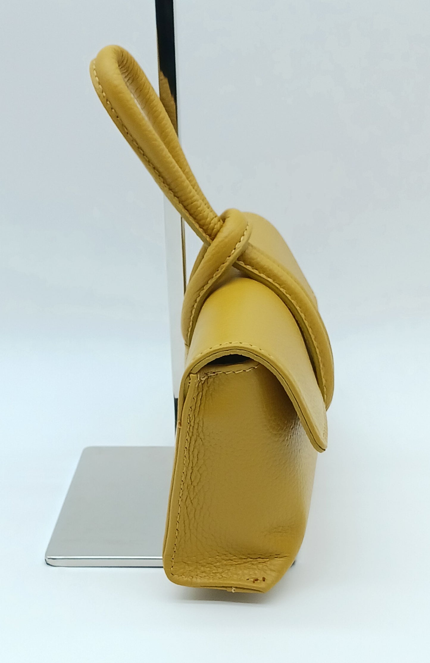 Genuine Pebble Leather Crossbody Handbag - Mustard Yellow – Made In Italy - DumasvilleBoutique