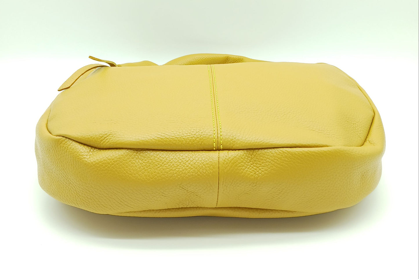 Genuine Pebble Leather Hobo Shoulder Handbag – Made In Italy  - Mustard Yellow