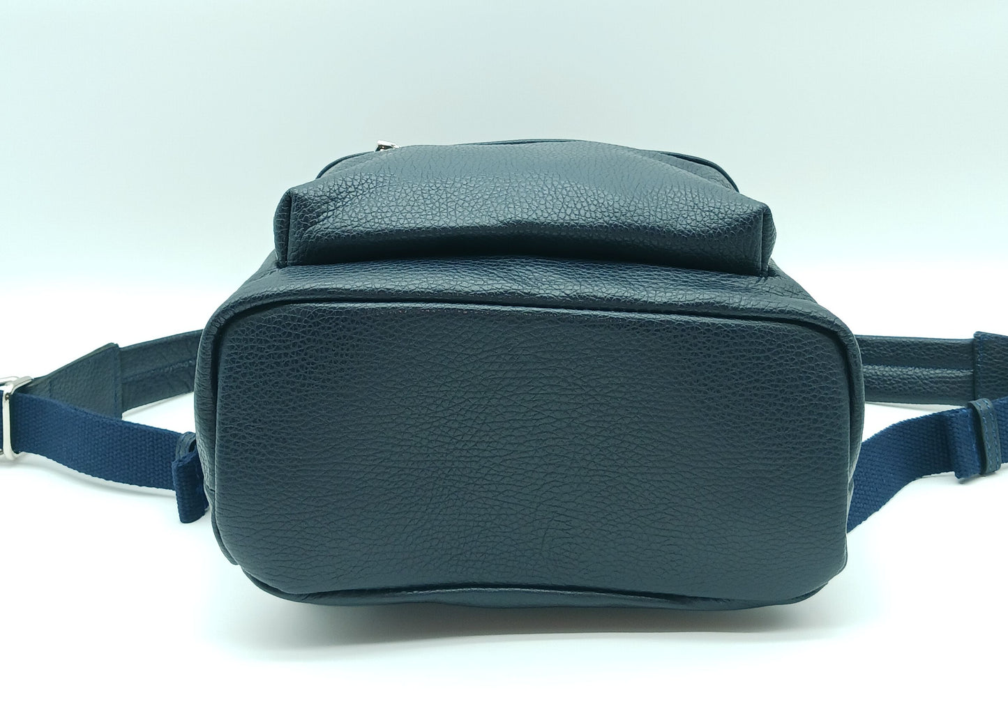 Dark Blue Genuine Pebble Leather Backpack – Made In Italy