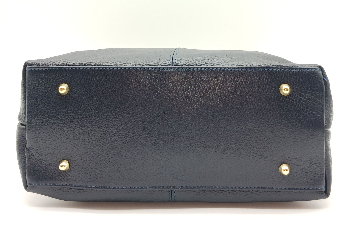 Dark Blue Genuine Pebble Leather Hobo Shoulder Handbag – Made In Italy