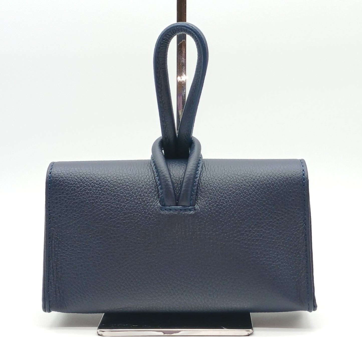 Genuine Pebble Leather Crossbody Handbag - Navy Blue – Made In Italy