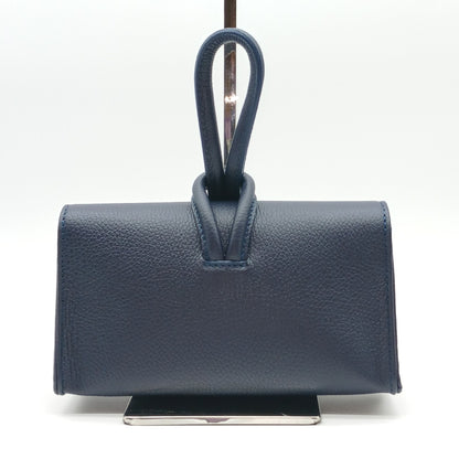 Genuine Pebble Leather Crossbody Handbag - Navy Blue – Made In Italy