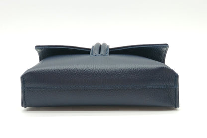 Genuine Pebble Leather Crossbody Handbag - Navy Blue – Made In Italy