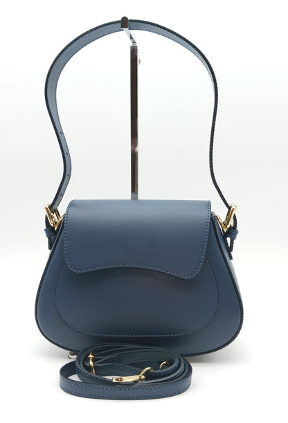 Navy Blue Genuine Leather Shoulder Crossbody Handbag – Made In Italy