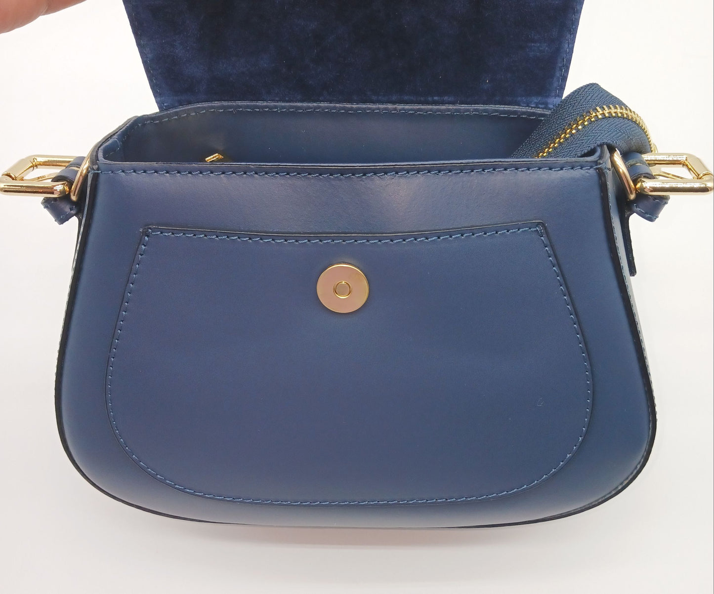 Navy Blue Genuine Leather Shoulder Crossbody Handbag – Made In Italy