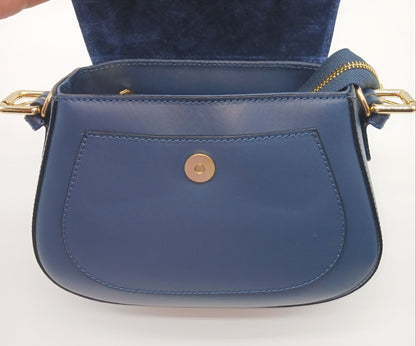 Navy Blue Genuine Leather Shoulder Crossbody Handbag – Made In Italy