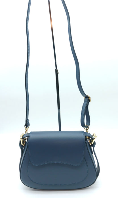 Navy Blue Genuine Leather Shoulder Crossbody Handbag – Made In Italy