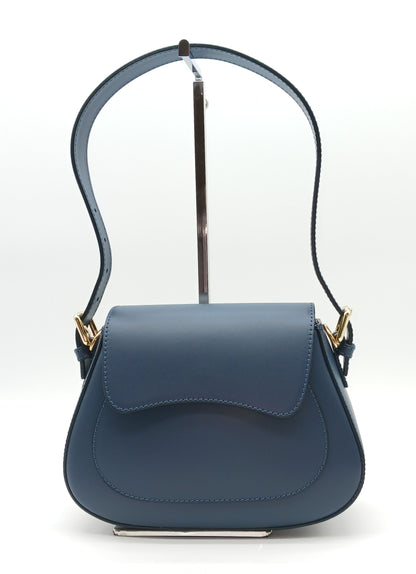 Navy Blue Genuine Leather Shoulder Crossbody Handbag – Made In Italy