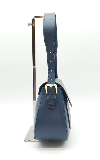 Navy Blue Genuine Leather Shoulder Crossbody Handbag – Made In Italy