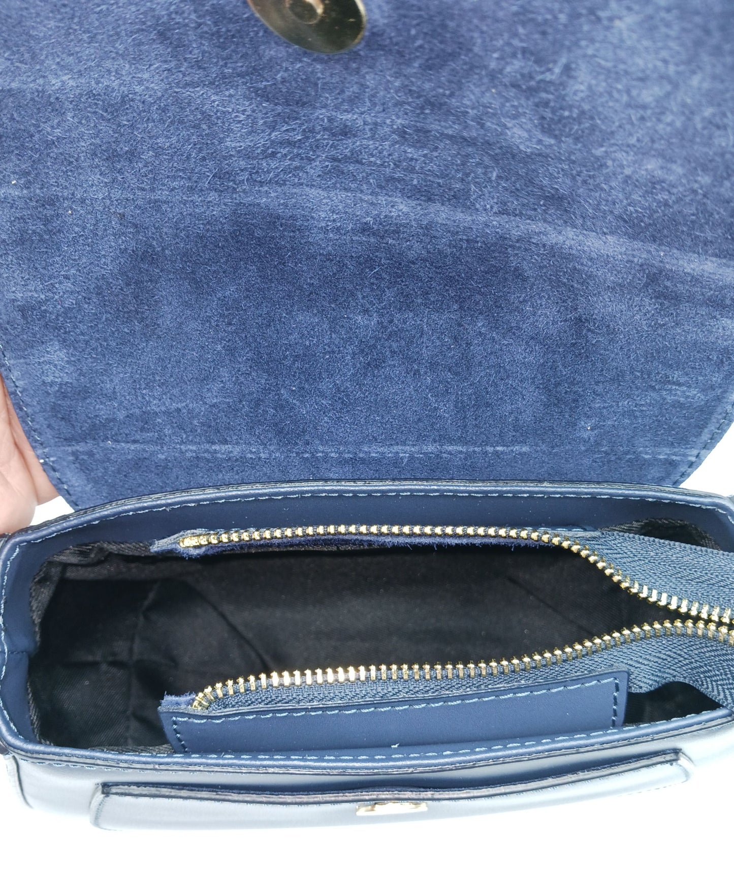 Navy Blue Genuine Leather Shoulder Crossbody Handbag – Made In Italy