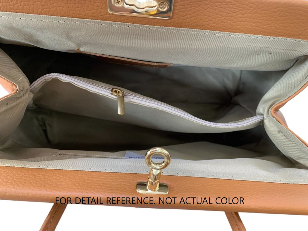Lock & Key Genuine Pebble Leather Handbag Satchel - Mustard Yellow – Made In Italy