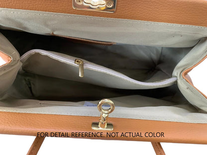 Lock & Key Genuine Pebble Leather Handbag Satchel - Mustard Yellow – Made In Italy