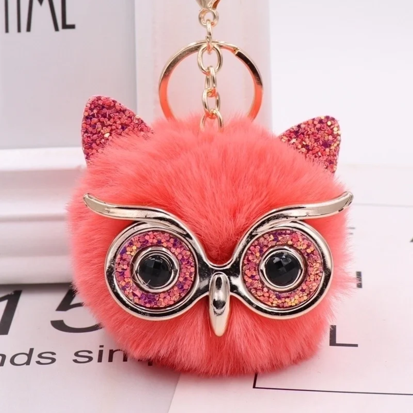 Plush Alloy Owl Keychain Bag Charm – Pastel Colors