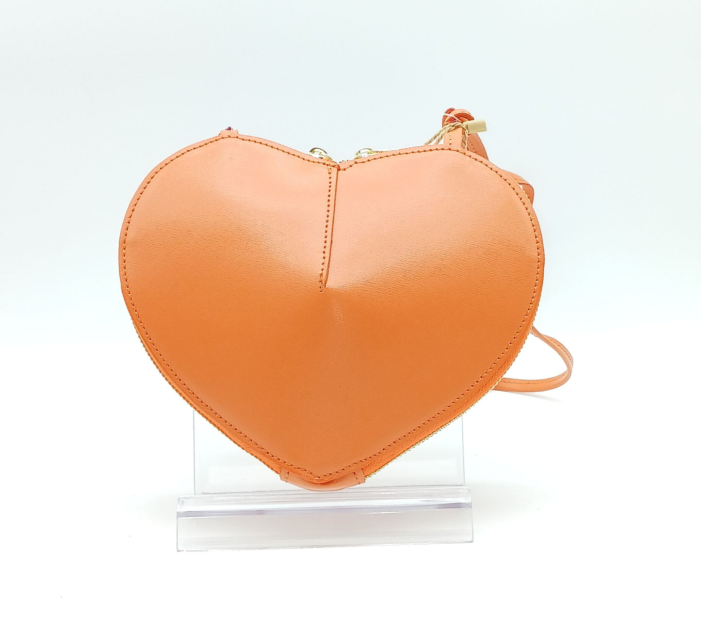 Orange Genuine Leather Heart Crossbody Handbag – Made In Italy