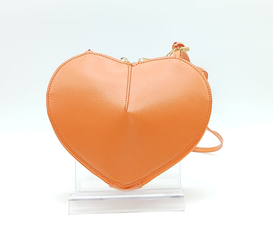 Orange Genuine Leather Heart Crossbody Handbag – Made In Italy