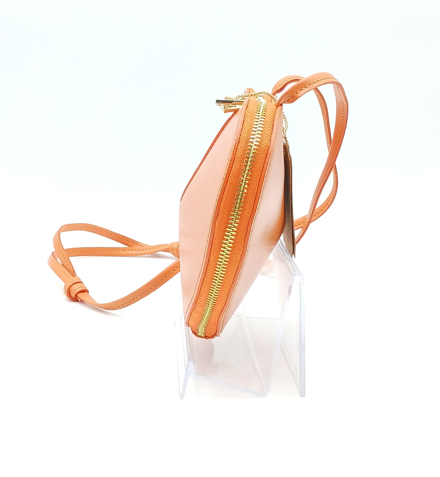 Orange Genuine Leather Heart Crossbody Handbag – Made In Italy