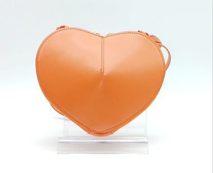 Orange Genuine Leather Heart Crossbody Handbag – Made In Italy