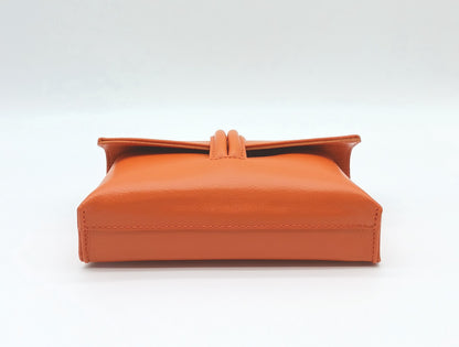 Genuine Pebble Leather Crossbody Handbag - Orange – Made In Italy