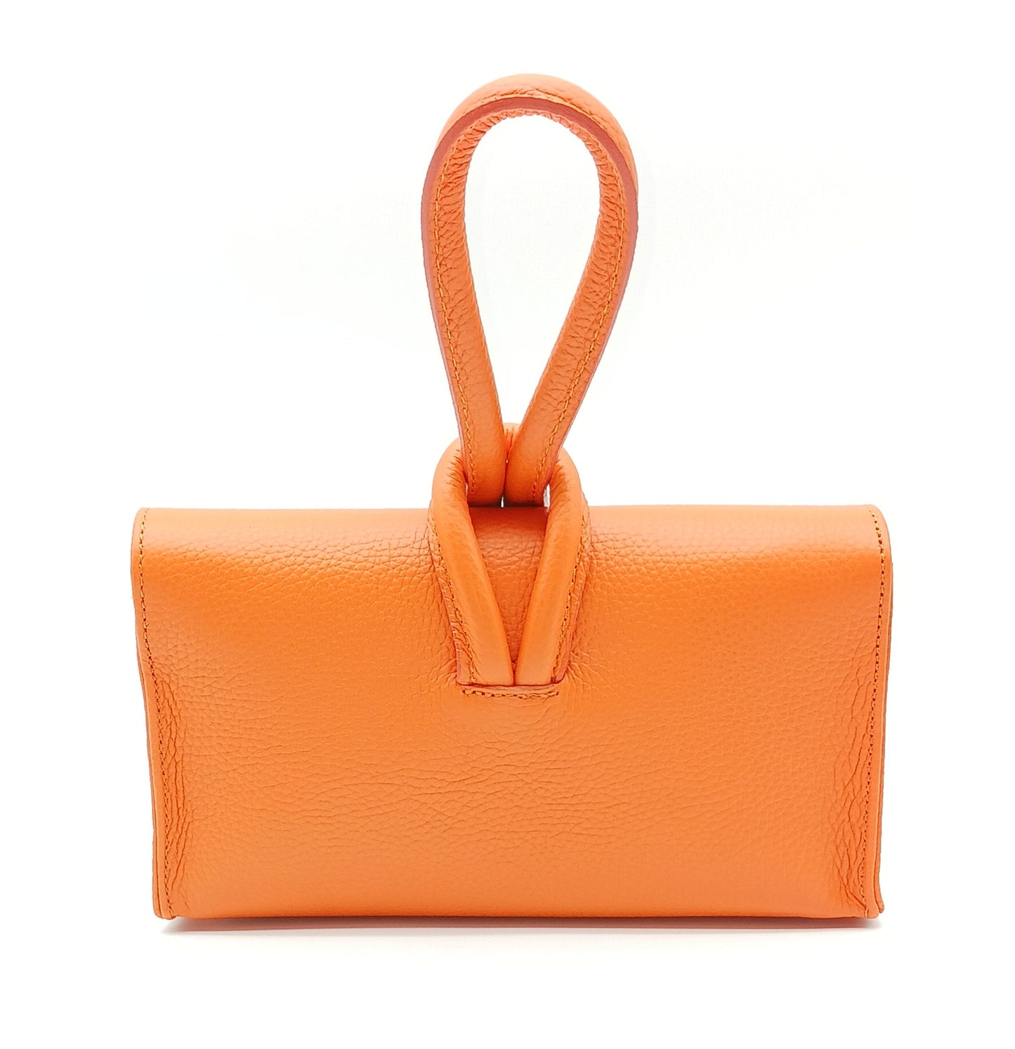 Genuine Pebble Leather Crossbody Handbag - Orange – Made In Italy