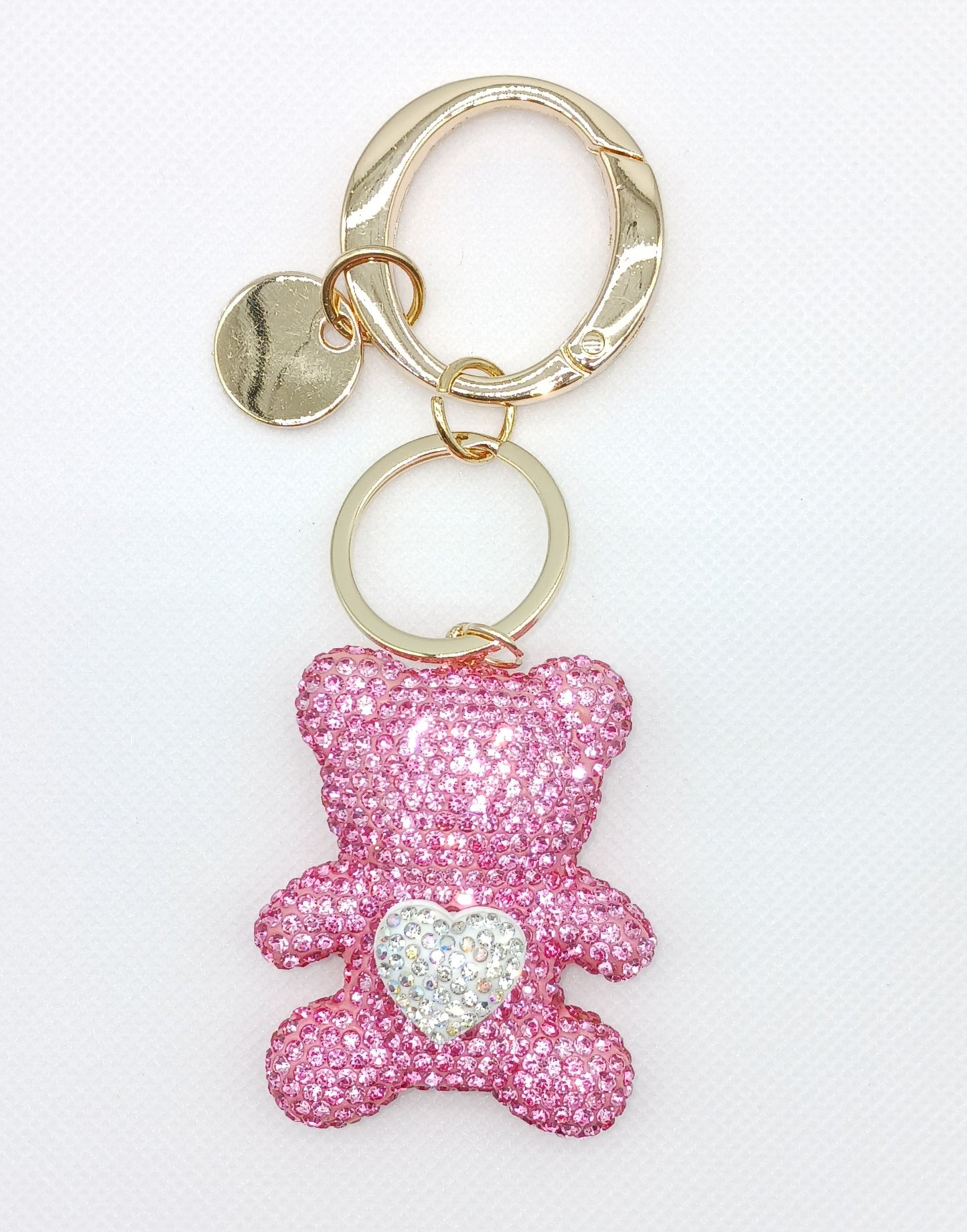 Bling Rhinestone Heart Bear Keychain Bag Charm