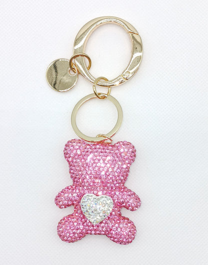 Bling Rhinestone Heart Bear Keychain Bag Charm