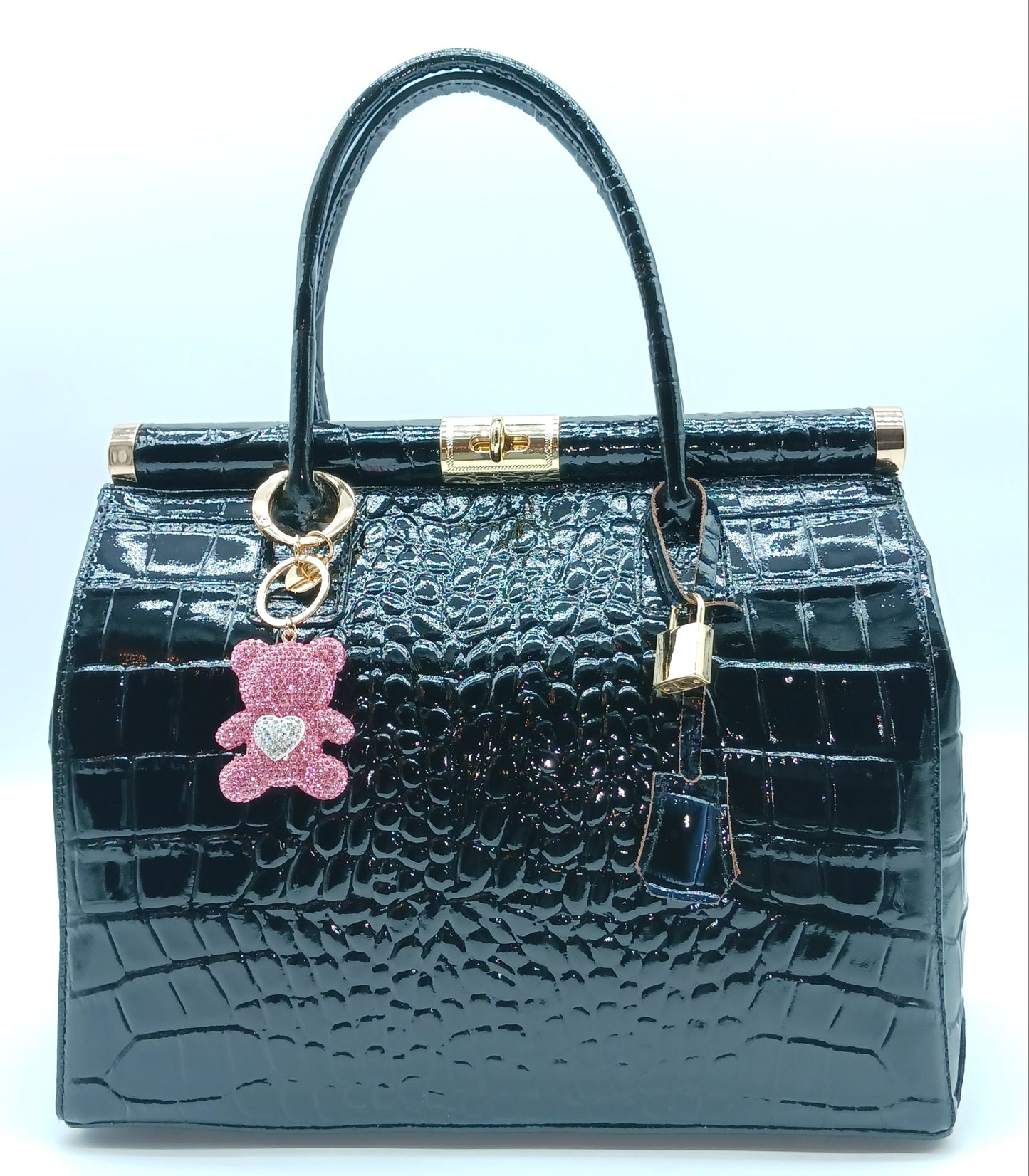 Bling Rhinestone Heart Bear Keychain Bag Charm