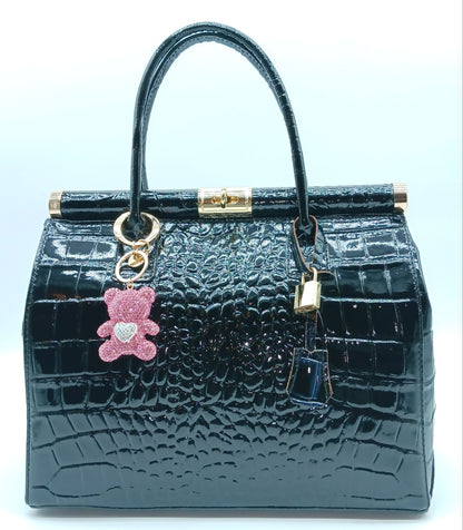 Bling Rhinestone Heart Bear Keychain Bag Charm
