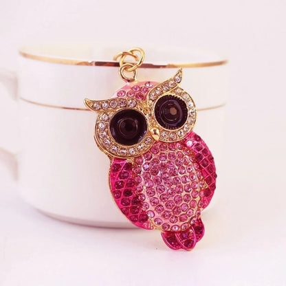 Bling Owl Rhinestone Alloy Keychain Bag Charm