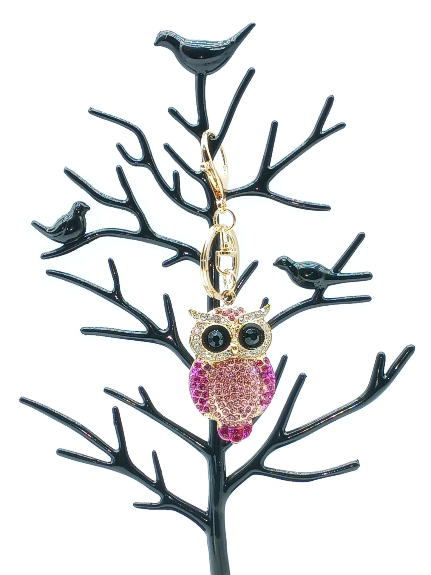 Bling Owl Rhinestone Alloy Keychain Bag Charm