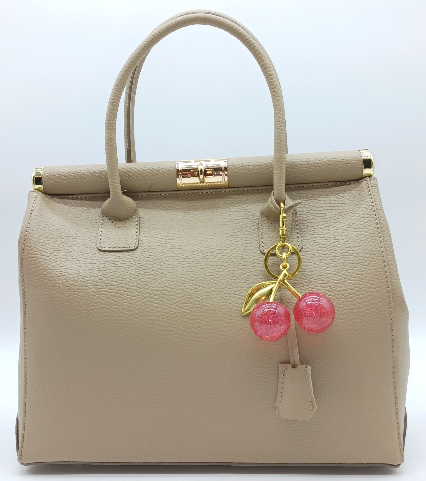 Cherry Glitter Acrylic Keychain Bag Charm – Gold Metal