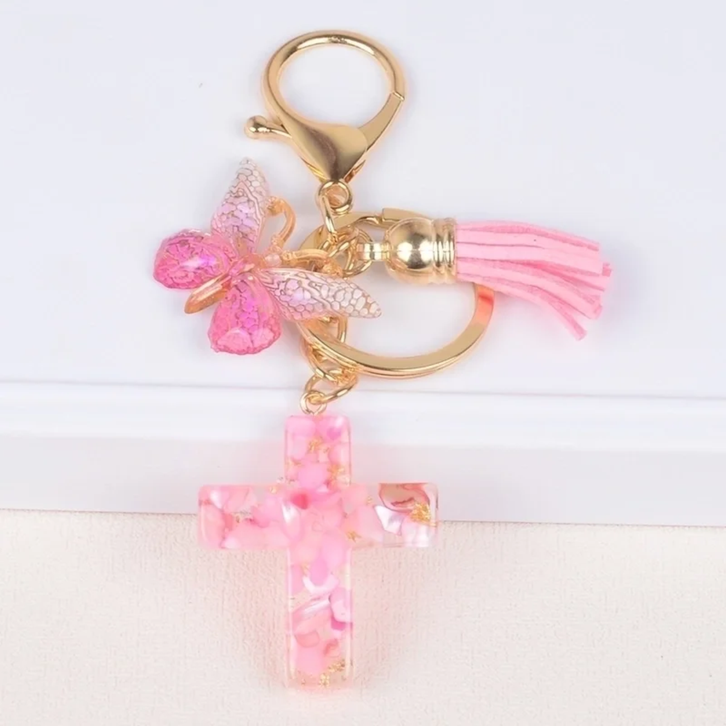 Tassel Butterfly Cross Keychain Bag Charm