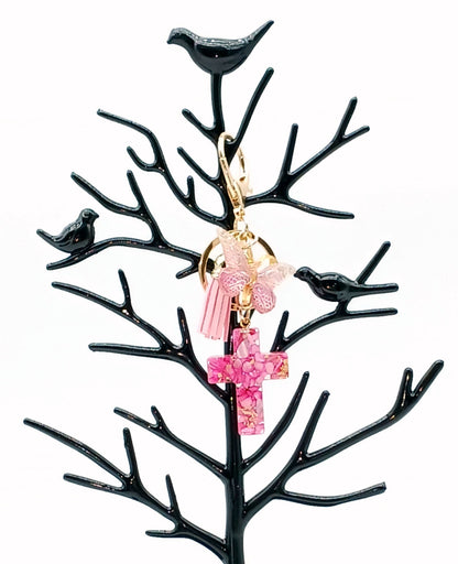Tassel Butterfly Cross Keychain Bag Charm
