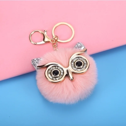 Plush Alloy Owl Keychain Bag Charm – Pastel Colors