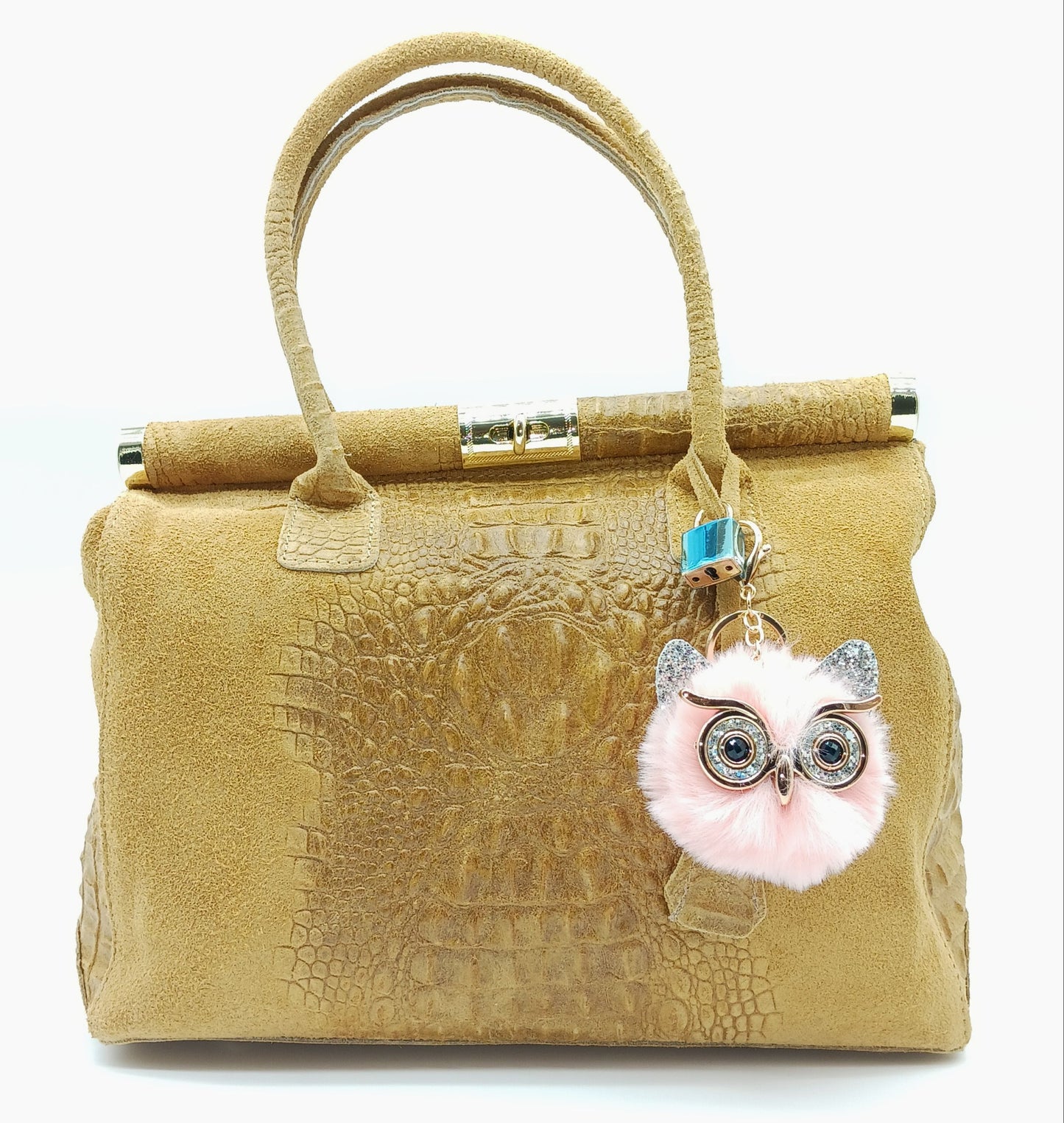 Plush Alloy Owl Keychain Bag Charm – Pastel Colors