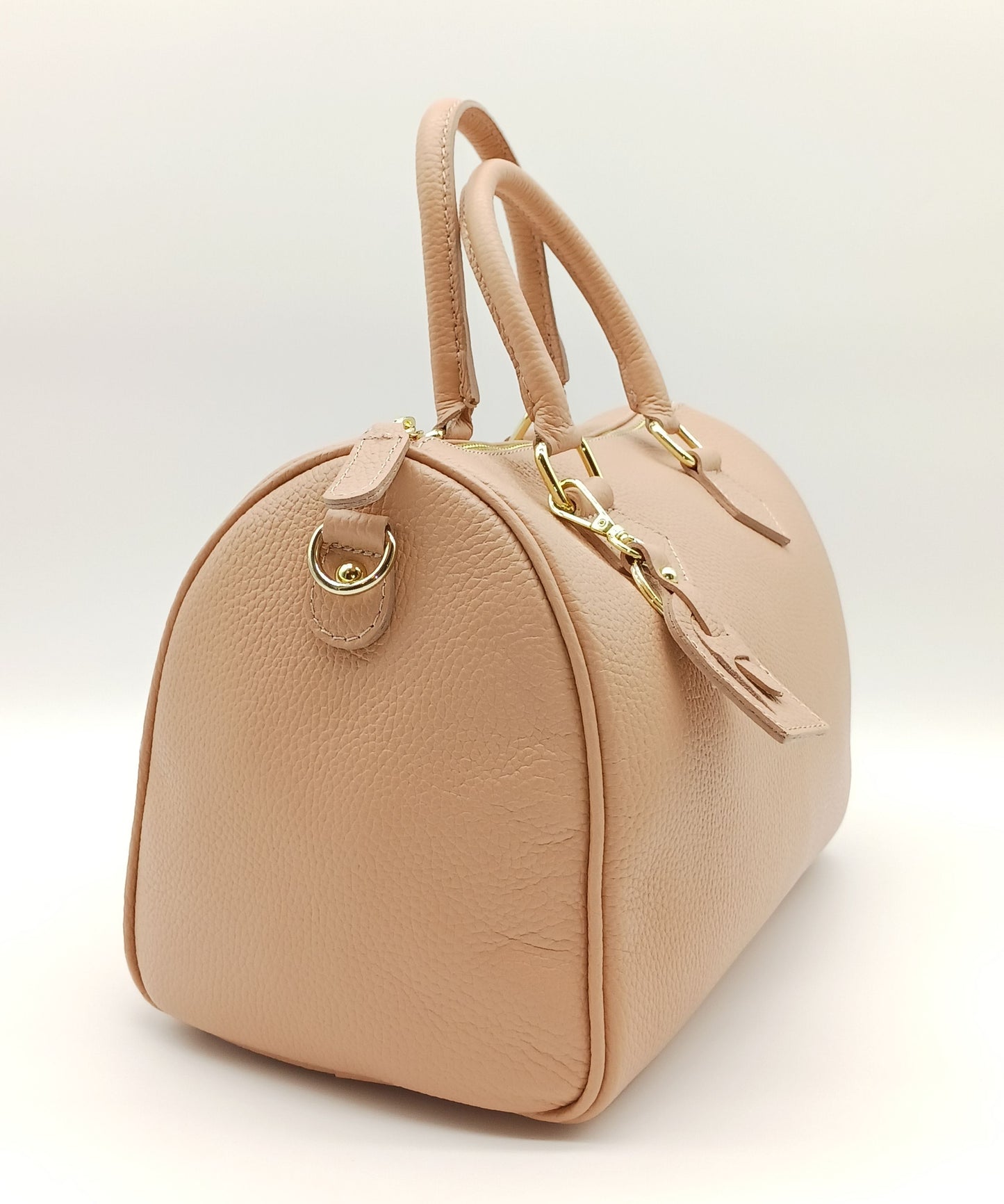 Pink Genuine Pebble Leather Satchel Shoulder Handbag – Made In Italy