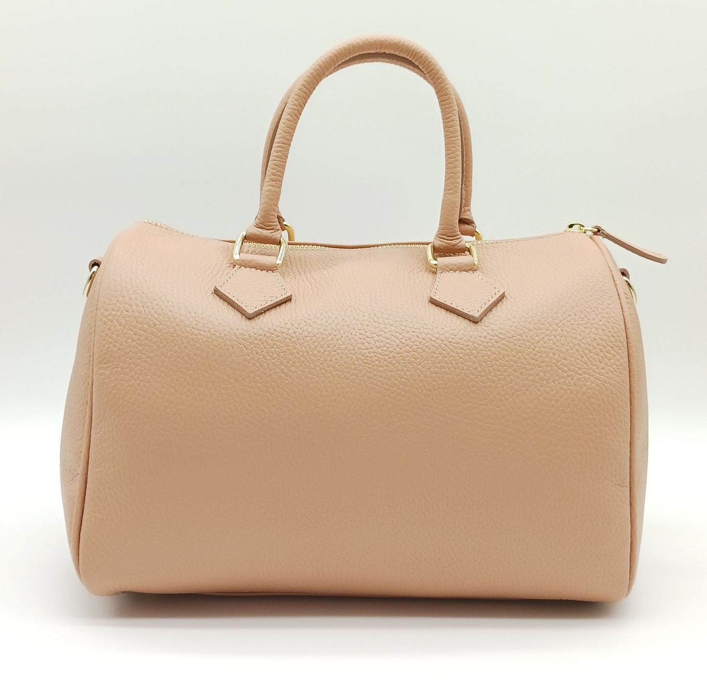 Pink Genuine Pebble Leather Satchel Shoulder Handbag – Made In Italy