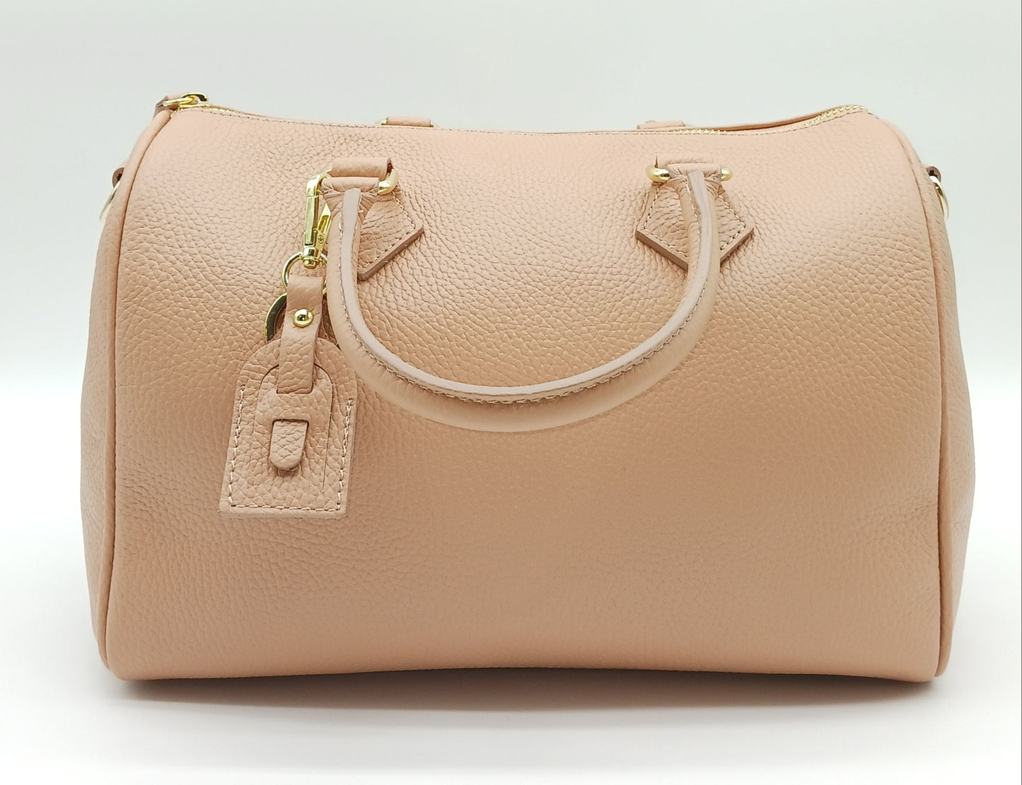 Pink Genuine Pebble Leather Satchel Shoulder Handbag – Made In Italy