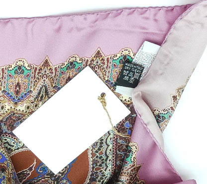 Pink Paisley Design Silk Twill Square Scarf 35x35 – Made In Italy