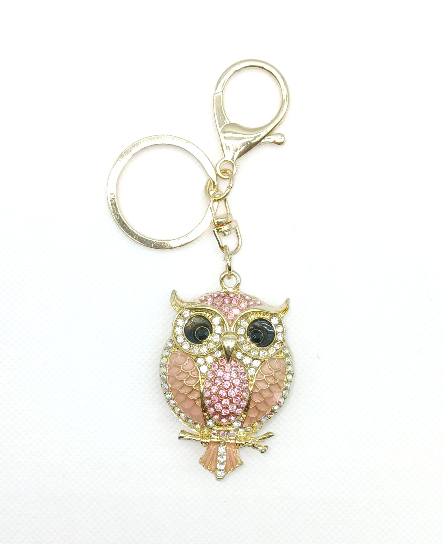 Bling Owl Rhinestone Alloy Keychain Bag Charm