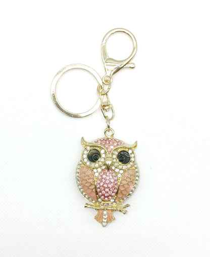 Bling Owl Rhinestone Alloy Keychain Bag Charm