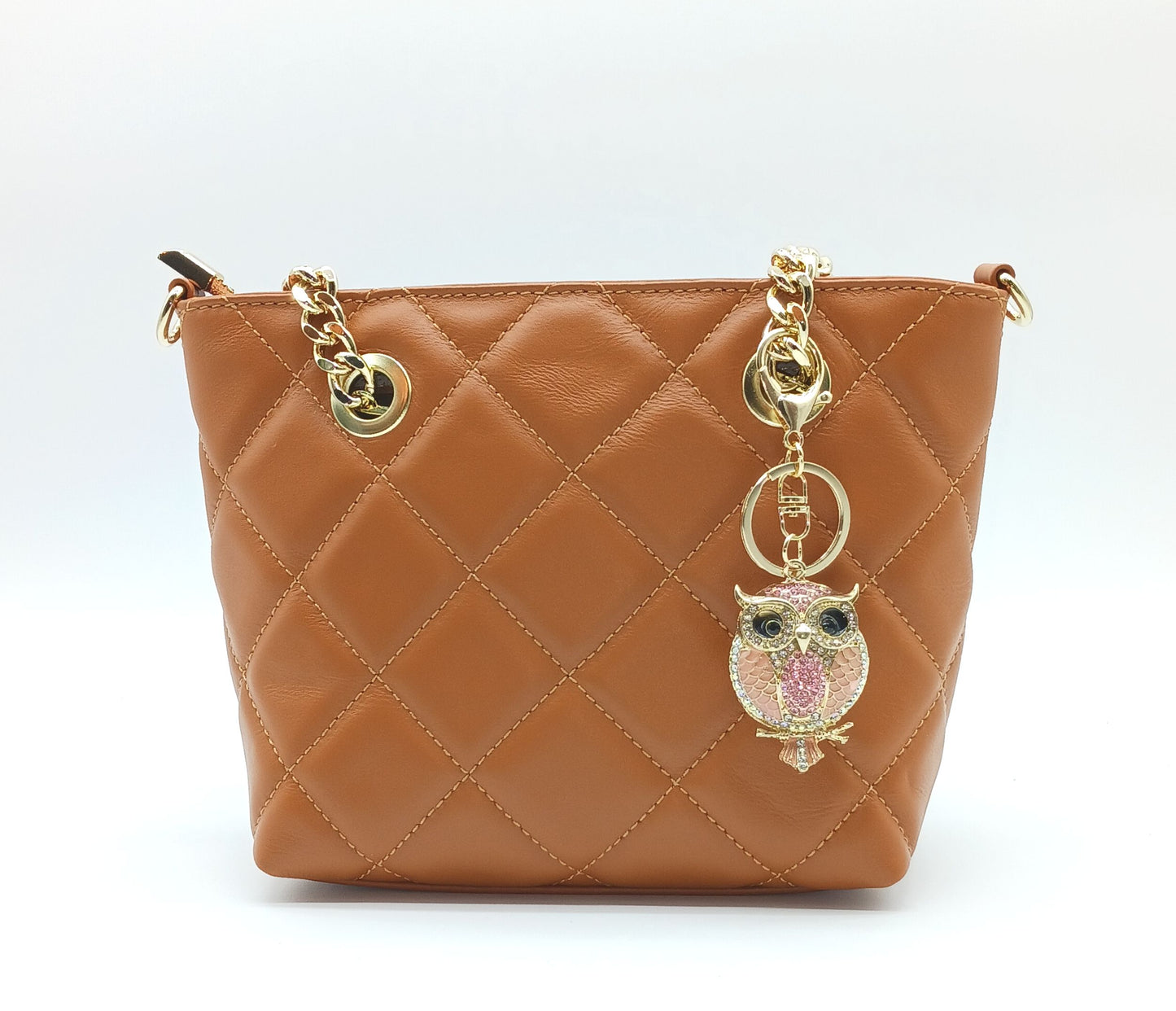 Bling Owl Rhinestone Alloy Keychain Bag Charm