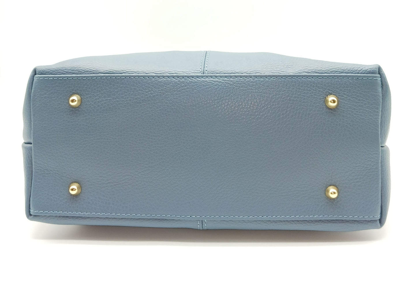 Powder Blue Genuine Pebble Leather Hobo Shoulder Handbag – Made In Italy