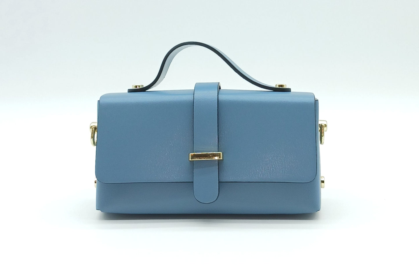 Powder Blue Genuine Leather Small Crossbody Handbag – Made In Italy