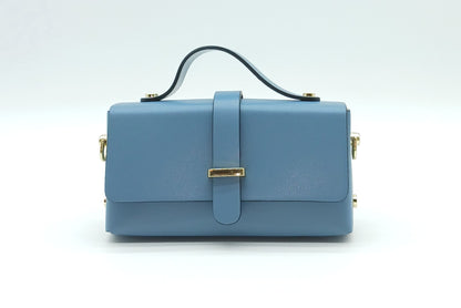 Powder Blue Genuine Leather Small Crossbody Handbag – Made In Italy