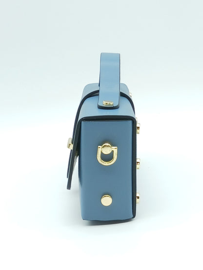 Powder Blue Genuine Leather Small Crossbody Handbag – Made In Italy