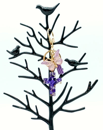 Tassel Butterfly Cross Keychain Bag Charm