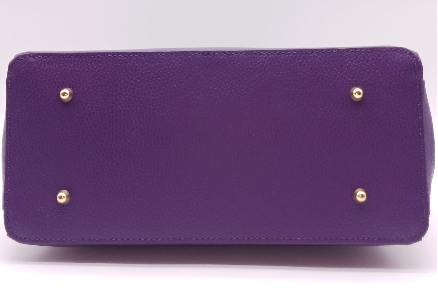 Lock & Key Genuine Pebble Leather Handbag Satchel - Purple – Made In Italy