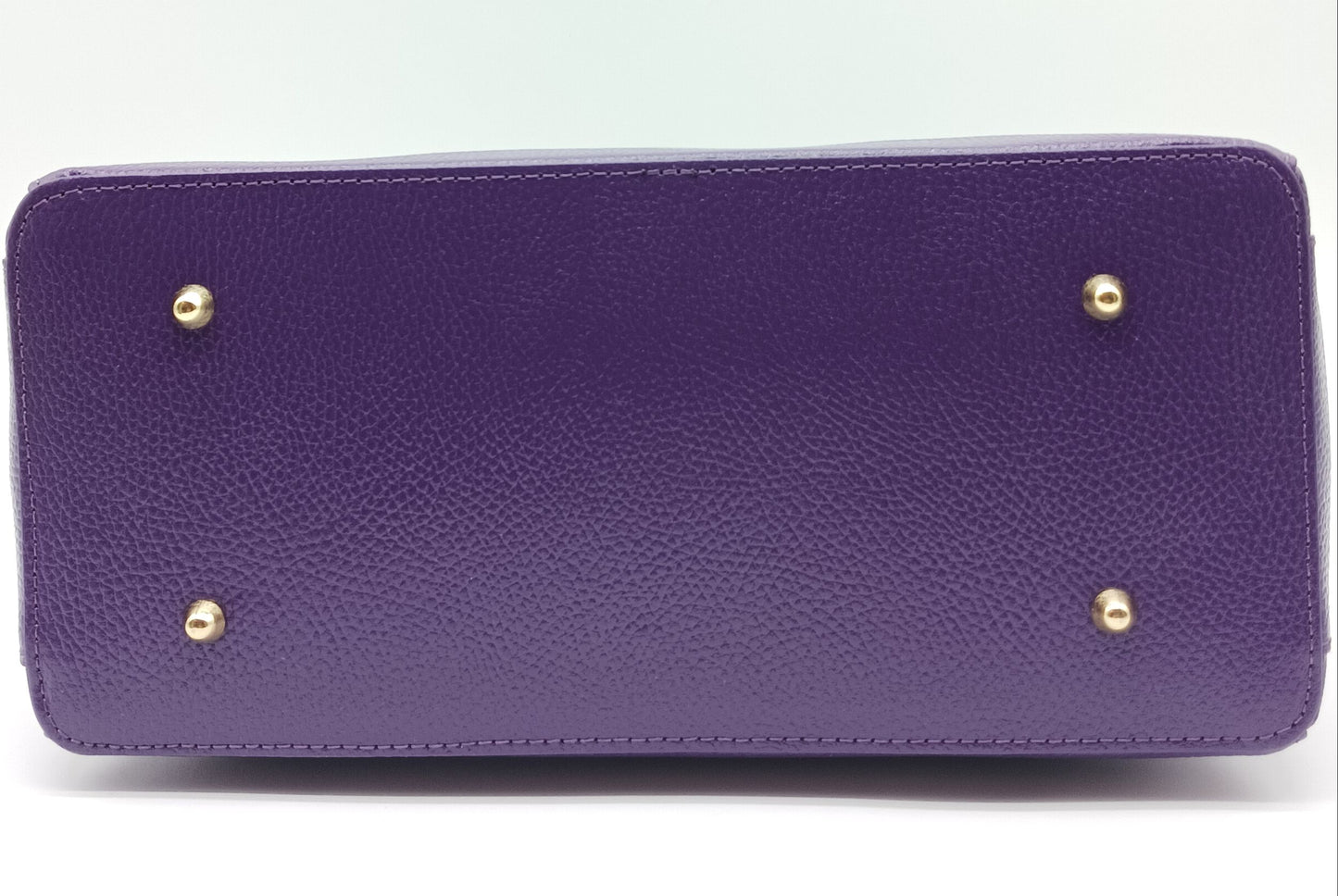 Lock & Key Genuine Pebble Leather Handbag Satchel - Purple – Made In Italy